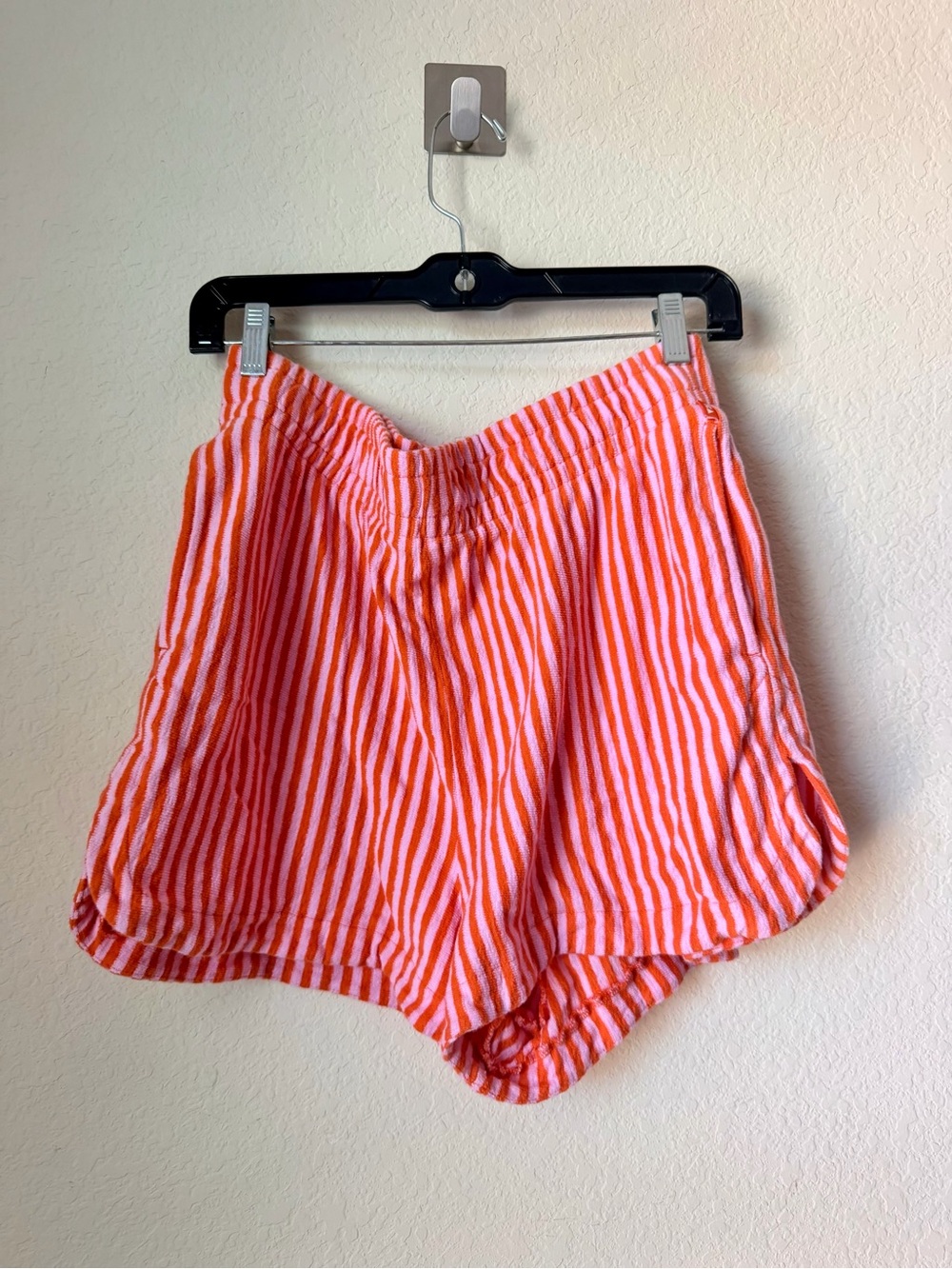 Free Assembly Terrycloth 100% Cotton Pink + Orange Striped Shorts